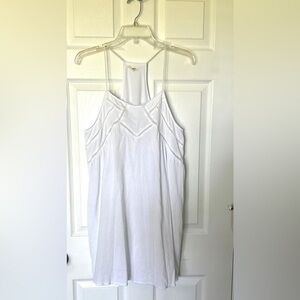 My Label White Crinkled Cotton racer back spaghetti strap mini dress. Size large